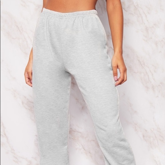 Pretty Little Thing PLT Grey Basic Cuffed Hem Jogger Sweatpants - Picture 4 of 7